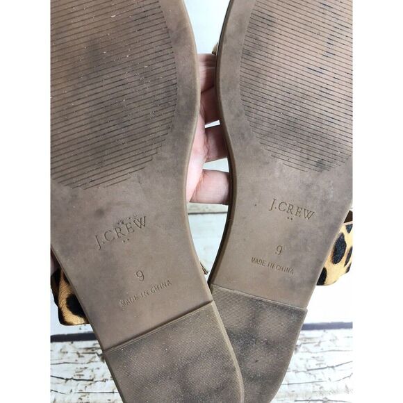 J. Crew Factory Womens Animal Print Calf Hair Leather Double Strap Sandals Sz 9 - Picture 7 of 11